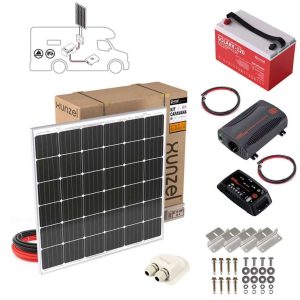 Kit caravana Painel solar 190W 12V + controlador + bateria 120Ah + inversor onda pura 400W + 4m cabo – Xunzel