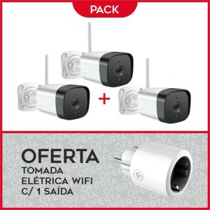 PACK 3 Câmaras de Segurança Wifi IP FULL HD + Tomada Inteligente WiFi