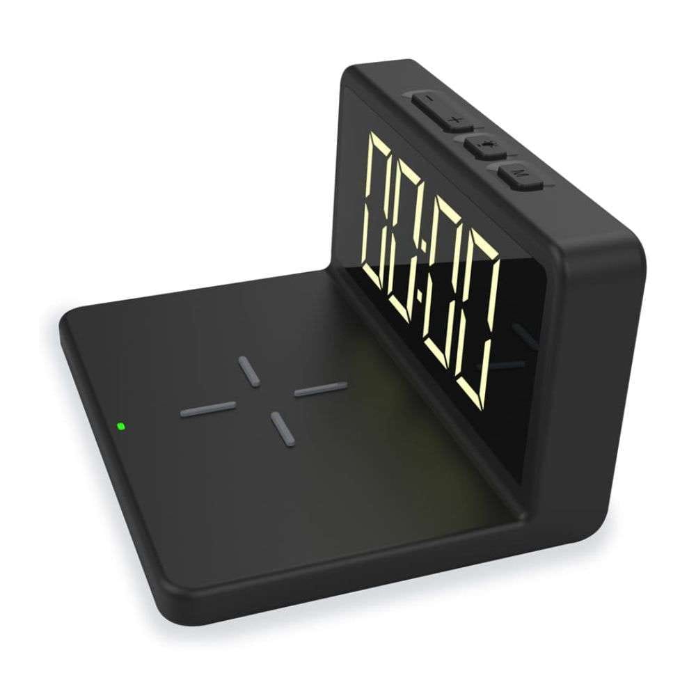 Relógio Despertador Digital LCD Carregador indução Qi USB – PLATINET - Image 2